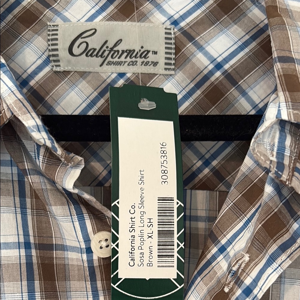 Classic Brown Plaid Casual Button Down Shirt - Picture 2 of 2
